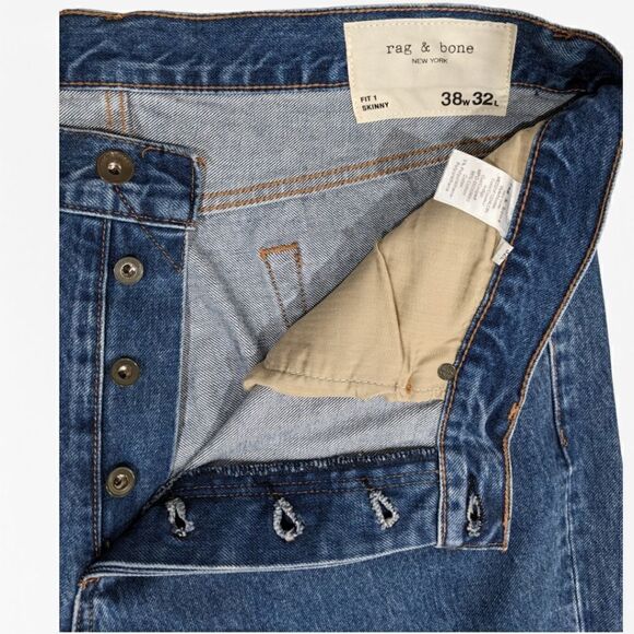 NEW Rag & Bone New York Men's Fit 1 Skinny Indigo Jeans 38x32 #MED21F1224LCIN - Picture 11 of 11
